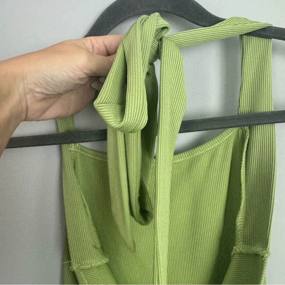SHEIN | Ribbed Avacado Green Tie Halter Neck Top Women’s Size Small/4